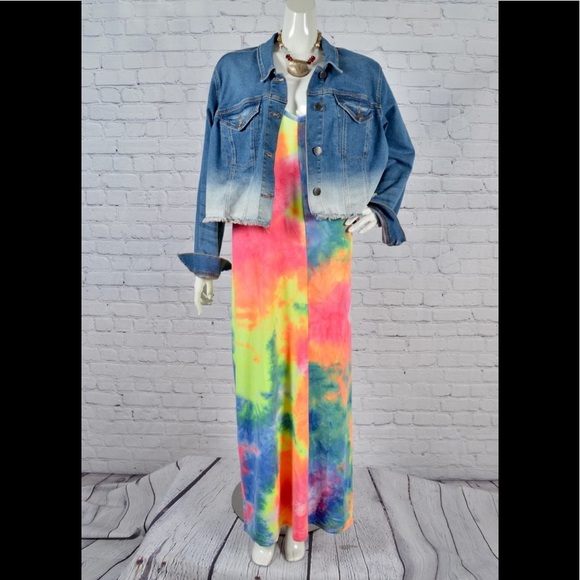 BN Zenana Premium Plus Size Tie Dye V Neck Maxi Dress With Pockets Various - Picture 4 of 11